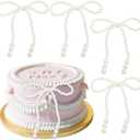 12 pcs Pearl Cake Decorations Elegant Pearl Bows for Birthday Cake Wedding Party Supplies