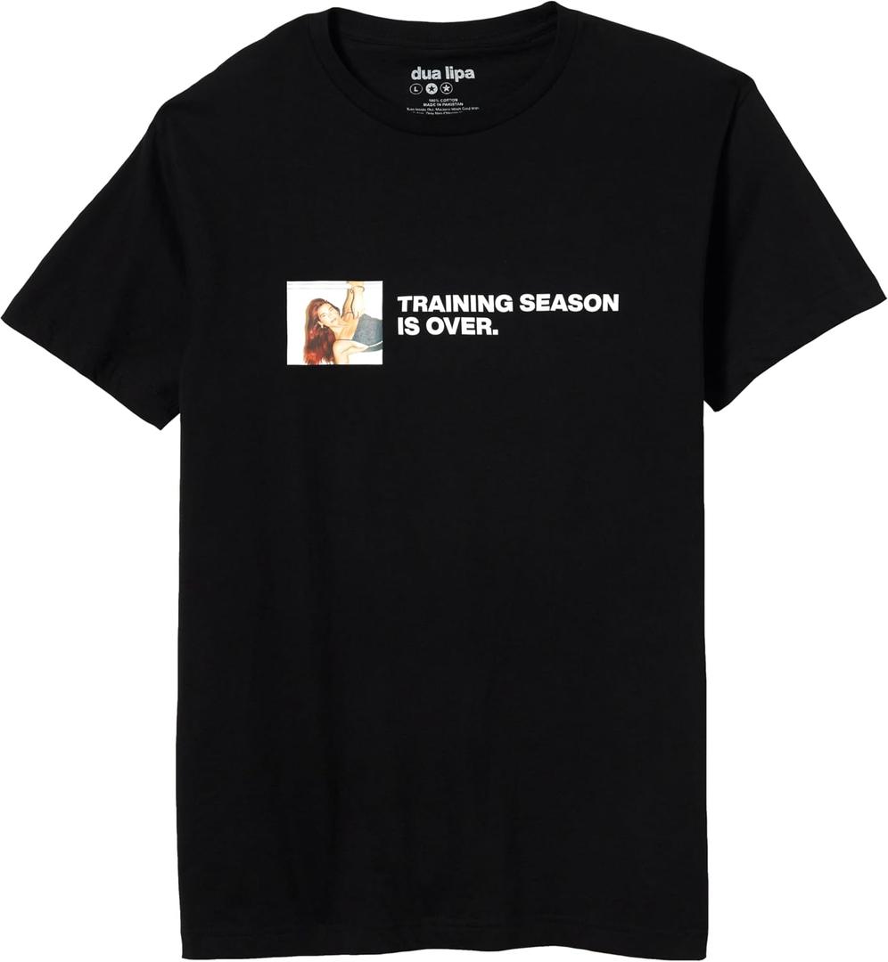 Unisex Adult Dua Lipa Official Merch Training Season Photo T-Shirt (Black, M)