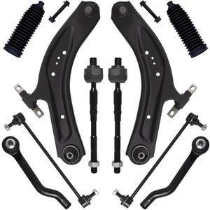 10Pc Front End Suspension Kit Fit For 2014-2020 Ni-ssan Rogue, 17-22 Rogue Sport, 2 Lower Control Arm w/Ball Joint 2 Sway Bar Link 4 Outer Inner Tie Rod End (# K623110 K750783 EV801396 ES801220)