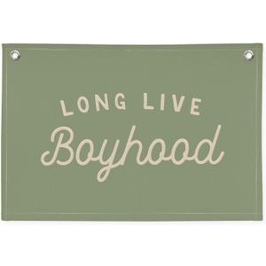 Long Live Boyhood Boys Room Decor, Sage Green Nursery Playroom Toddler Boy Linen Canvas Banner Wall Hanging Flag Baby Little Boy Kids Teen Room Bedroom Decorations, 30x20 Inch