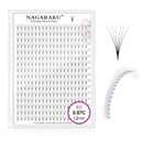 NAGARAKU Premade Fans Eyelash Extensions 320 Fans 6D Volume 0.07mm C curl 12mm Sharp Narrow Stem Clusters Thin Pointy Base Russian Pre Fanned Fluffy Matte Black