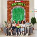 5Pcs Turtle Porch Sign Banners with Green Tinsel Foil Fringe Curtains Turtle Theme Party Decorations Door Covers Hanging Banners Turtles Party Photo Backdrop for Kids Birthday Indoor Outdoor Supplies