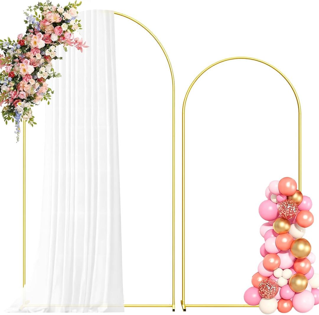Metal Arch Backdrop Stand, 7.2FT+6FT Wedding Arch Frame, Gold Wedding Arch Backdrop Stand Set of 2, Balloon Arch Backdrop for Wedding Birthday Party Baby Shower Graduation Ceremony Decor