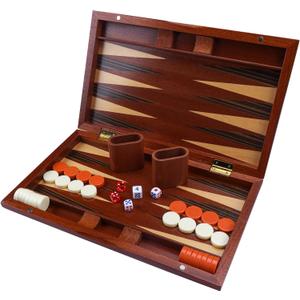 Wooden Backgammon Set, 15 inch Folding Backgammon Board Game with 32 Pieces | Portable Travel Strategy Game for Adults & Kids | Complete Backgammon Set in Wood Case for Family Game Nights & Gifts