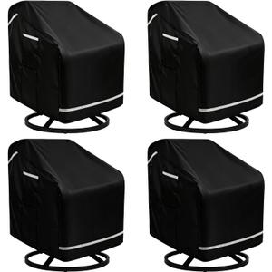 Swivel Patio Chair Cover 4 Pack, Outdoor Furniture Covers with Straps, Heavy Duty Waterproof Fabric, UV Resistant, Lawn Patio Chair Covers with Reflective Strips, 32.5" W x 31.5" D x 30.5" H