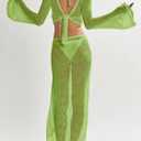 Women's Swimsuits Cover Ups Set for Crochet Bathing Suit Hollow Out 2 Piece Bikini Coverup Beach Swimwear (Medium, Green)