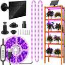 Solar Grow Light Strip with Battery Operated for Outdoor Plant, Full Spectrum Plant Growing Lights, IP65 Waterproof for Greenhouse, 16.4FT Indoor Solar Powered with Timer for All Stage Plants