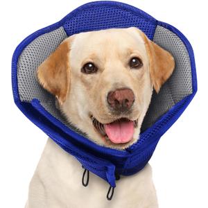 Dog Cone - Soft Cone for Dogs After Surgery, Comfy Cones for Large Dogs to Stop Licking, Adjustable Soft Dog Cone Collar, Elizabethan Pet E-Collar for Wound Healing, Blue, Large
