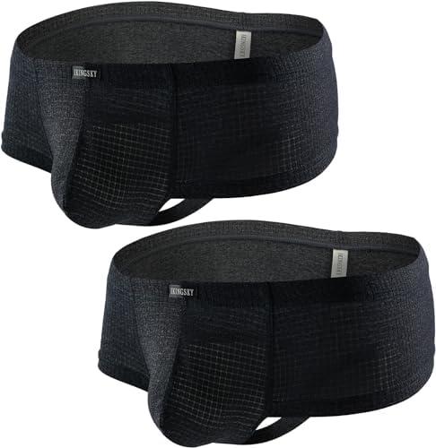 iKingsky Men's Cheeky Thong Underwear Mini Cheek Pouch Boxer Briefs Sexy Brazilian Back Mens Under Panties Size Medium 