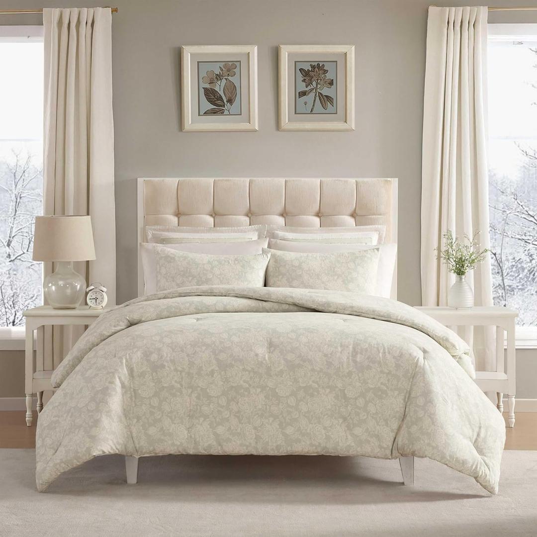 Laura Ashley - King Comforter Set, Reversible & Naturally Soft Cotton Flannel Bedding w/Matching Pillowcases, Medium Weight for Year Round Use, 3 Piece Bed Sets (Meredith Grey) Laura Ashley - King Comforter Set, Reversible & Naturally Soft Cotton Flannel Bedding w/Matching Pillowcases, Medium Weight for Year Round Use, 3 Piece Bed Sets (Meredith Grey)