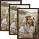 16x24 Frame Set of 3, Dark Brown Wood Grain 16x24 Poster Frame for Gallery Wall Mounting (3 Pack,Walnut)