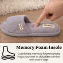 Dearfoams womens Slipper Memory Foam Summer House Shoe Beatrice Terry Slide (Gray), Size L(9-10)