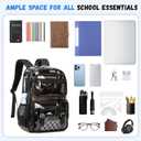 Large Clear Backpack Transparent Heavy Duty School Clear Bookbag See Through Bag Boys and Girls for College Work Travel Security, Semi Black