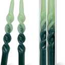 Sage Green Spiral Taper Candles 10 Inch - Handmade Twisted 2 PCS | Smokeless Unscented for Home Decor Wedding Party
