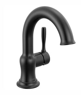Delta Roe Matte Black Bathroom Faucet 1 Hole, Single Hole Bathroom Sink Faucet for Vanity, Push-Pop Drain Assembly, Matte Black 15985LF-BL