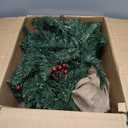 3FT Pre-lit Artificial Small Mini Christmas Tree with Warm White Multi-Color LED Lights, Remote Control and Timer, Perfect for Xmas Tabletop Decorations, Home, Kitchen, Dining Table top (Green Red)