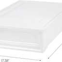 IRIS USA 27 Qt. Plastic Under Bed Storage Stackable Organizer Bin Container with Sliding Organizer Drawers, 4-Pack, Multi-Purpose for Clothes Shoes Clothing Bedding, White