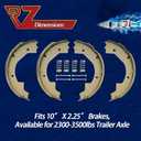 RV MURTS 2 Pairs 10" x 2-1/4" Electric Trailer Brake Shoes Replacement Kits for 2300-3500 lbs Trailer 4 Holes Brake Assembly with Springs&Pins, Trailer Axle Hub Accessories for Camper, Dexter Type.