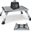 Extra Large RV Step Stool, 19" x 14.5" RV Step, Aluminum RV Step 4-Level Height Adjustable, Camper Foldable Step Supports Up to 1500 lbs with Non-Slip Strip for Travel Trailer.
