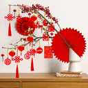 Winlyn 106 Pcs Chinese New Year Decorations Chinese Hanging Good Luck Ornaments Red Lanterns Festive Tree Ornaments Paper Fans for Asian Chinese Lunar New Year 2026 Year of The Horse Party Decor