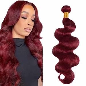 Burgundy Human Hair Bundles Body Wave 12 Inch Burgundy Single Bundle Human Hair Extenion 1 Bundle Color 99# 100g Unprocessed Brazilian Virgin Double Weft