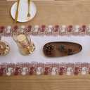 White Dark Red Floral Lace Jacquard Table Runner Dresser Scarf 54 inches Long for Kitchen Dining Coffee Table Parties Wedding Home Decor (16 x54, Dark Red Floral)