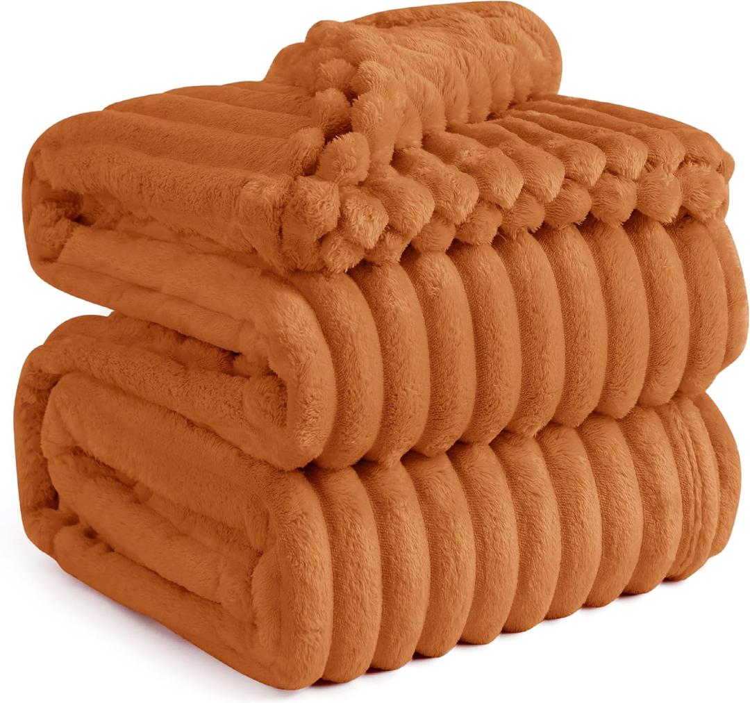 Bedsure GentleSoft Queen Blanket for Bed - Cozy Soft Fall Blankets for Women, Cute Large Fall Throws for Girls, Orange, 90x90 Inches