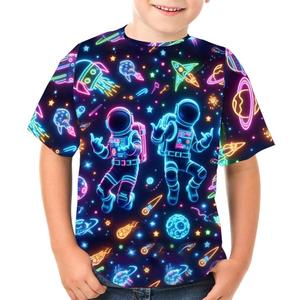 Boys Girls 3D Graphic Tees Unisex Short Sleeve T Shirt Novelty Neon Shirts for Boys 5-14 Years