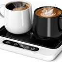 Misby Mug Warmer, 50W Large Heating Panel Coffee Mug Warmer with 6-Temp Settings, 8H Auto Shut-Off, 12H Timer, Ultra-Thin Design, Coffee Cup Warmer for Desk, Ideal for Home, Office, Travel (White)