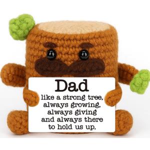 Dad Fathers Day Gift from Daughter Son, Cute Fathers Day Birthday Thank You Gifts for Father Daddy Stepdad from Wife Kids, Handmade Crochet Tree