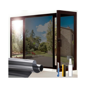 One Way Window Privacy Film, Sun Blocking Anti UV Reflective Static Cling, Window Tint for Home and Office, No Glue Garage Solar Paper, Black Silver, 29.5" x 78.7"
