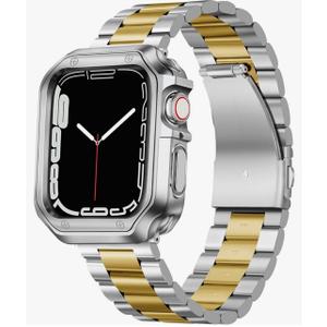 BINLUN Compatible with Apple Watch Band 49mm 46mm 45mm 44mm 42mm 41mm 40mm 38mm Stainless Steel Metal Watch Strap with TPU Watch Case Compatible with iWatch Series Ultra/11/10/9/8/7/SE2/SE/6/5/4/3/2/1