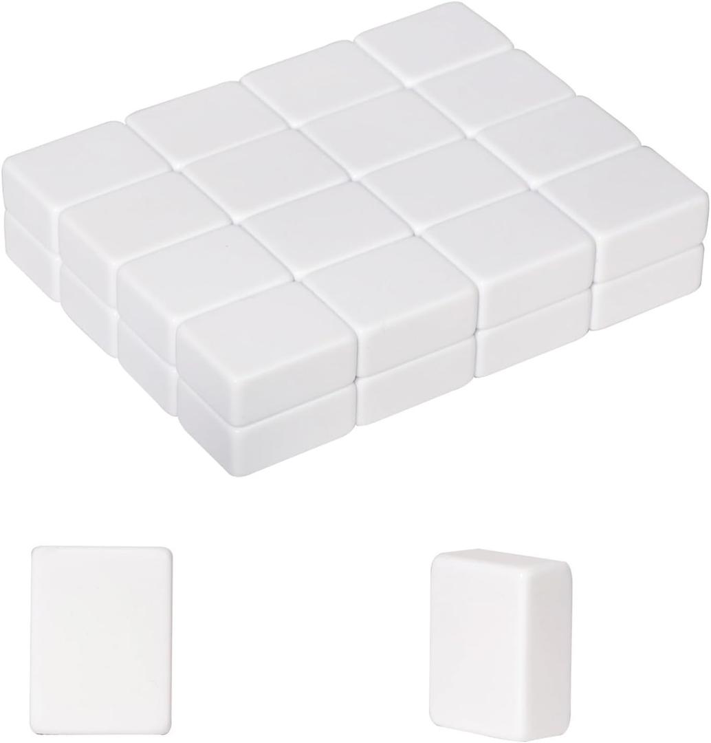 Blank Mahjong Tiles Set, 32 Pieces, Suitable for 1.2 "(30mm) Standard Size American Mahjong Tiles, Replace Lost Tiles & Can Be Used Together with Mahjong Stickers (Stickers Not Included) (White)