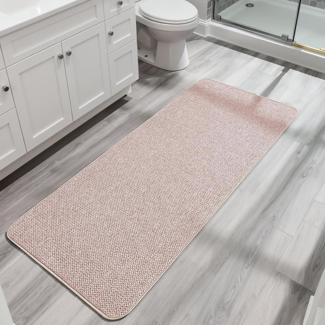Bath Mat,Ultra Thin Bathroom Runner Rugs,Large Bath Mats for Bathroom,Quick Dry,Non-Slip,Machine Washable,Low Pile,Bath Rug,Shower Outside,Sink,Home Decor Accessories.Beige,2'x5'24x60inch
