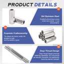 8 Pcs 304 Stainless Steel hex Coupling Nuts M10 x 1.5-Pitch 60mm Stainless Steel Rod Coupling Nuts(Metric)