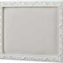 SOFE Rustic Small Bulletin Board for Wall - White Linen Pin Board 16  13 Inches - Decorative Framed Memo Board for Home Kitchen Office - Message Notice Photo Display Board