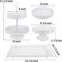 TOPZEA Set of 4 Cake Stands, White Metal Dessert Treat Table Display Stand Set Cupcake Cake Pop Holder, Pastries Tiered Serving Tower Candy Fruit Plate Tray for Wedding, Baby Shower, Buffet