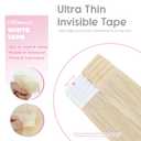 Platinum Blonde Tape in Hair Extensions Human Hair,#60 18Inch 20pcs 50g, Invisible Human Hair Extensions Tape for Hair Extensions Tape Ins Seamless Skin Weft Remy Hair for Women, Color: #60 Platinum Blonde