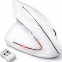 Left Handed Mouse, 2.4G Wireless Left Handed Ergonomic Mouse with 800/1200/1600 Adjustable DPI, 6 Buttons Wireless Vertical Mouse for MacBook/Laptop/PC/Desktop (White)