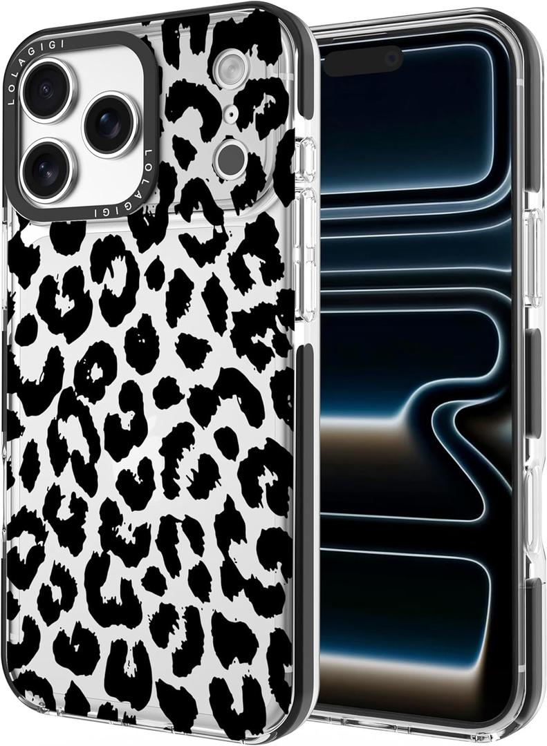 for iPhone 17 Pro Max Case for Women, Cute Black Leopard Animal Print Girly Design Kawaii Aesthetic Cartoon Pattern Soft TPU Case Cover for iPhone 17 Pro Max (6.9")