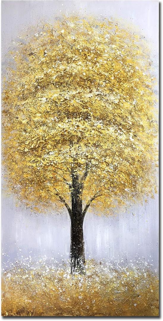 Yotree Paintings,24x48 Inch Lucky Tree Oil Hand Painting 3D Hand-Painted On Canvas Abstract Artwork Art Wall Decoration Abstract Painting for Livingroom