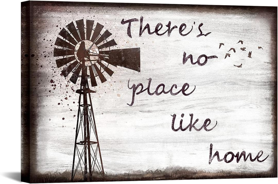 sechars Home Quotes Wall Art Vintage Farmhouse Windmill Painting Art Prints Family Family Sign Canvas Rustic Home Wall Decor Ready to Hang 16x24inches