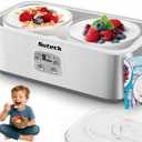 Suteck Yogurt Maker with Glass Jar- Stainless Steel Yogurt Machine with Adjustable Time & Temp Control, Homemade Greek, Probiotic Yogurt, BPA-Free 2 Yogurt Bowls (2 Quart)