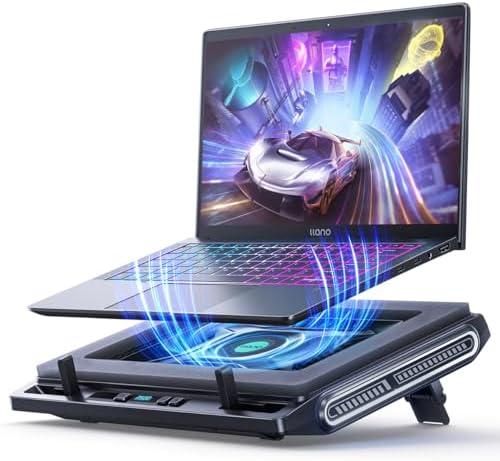 llano Laptop Cooler, Gaming Laptop Cooling Pad with 3500RPM Turbofan, 4.72 Inch External Fan Laptop Stand, Adjustable Variable Speed, Button Control, Seal Foam for Rapid Laptop13-17.3in, V10, Black SE