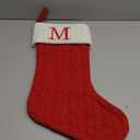 ZOEA 20 Inches Christmas Stockings with Initials, Large Embroidered Letter Knit Christmas Stocking for Family Holiday Decorations and Xmas Gift (M, Red)