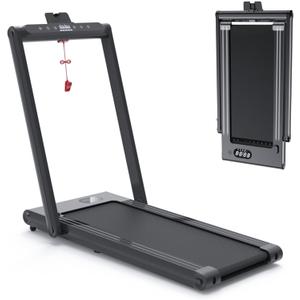 Walking Mat Treadmills Portable for Home & Office LED Display, 265 LB Capacity, Space-Saving Compact Walking Jogging Running Machine with Remote Control (black)