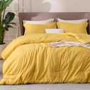 Bedsure King Size Comforter Set - Yellow King Comforter Set, Soft Bedding for All Seasons, Cationic Dyed Bedding Set, 3 Pieces, 1 Comforter (104"x90") and 2 Pillow Shams (20"x36"+2")