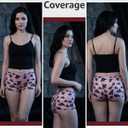 Morvia 3pcs Women Gothic Halloween Skulls Print Contrast Binding Boyshorts Underwear Elastic Waist Intimates Panties (Pink, S)
