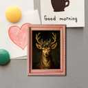 6PCS Christmas Fridge Magnet Cute Elk with Santa Claus Wood Magnets Art Frame Designs Decorations for Refrigerator Garage Door or Car Removable Indoor Outdoor Magnetic Decals