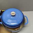 Lodge 6 Quart Enameled Cast Iron Dutch Oven with Lid  Dual Handles  Oven Safe up to 500 F or on Stovetop - Use to Marinate, Cook, Bake, Refrigerate and Serve  Blue